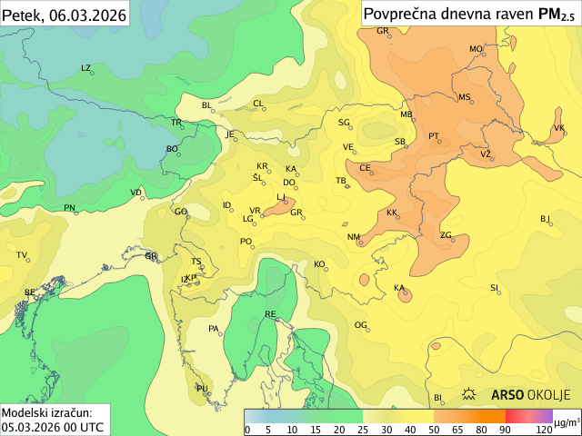 Napoved PM2,5 za jutri